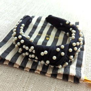 Lele Sadoughi black headband with white pearls